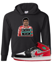 Ugly Sweater GS Mid 1s Kid's Hoodie | El Chapo Illustration, Black