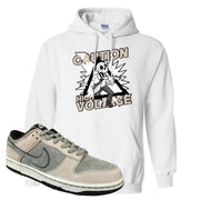 Rocky Earth Low Dunks Hoodie | Caution High Voltage, White