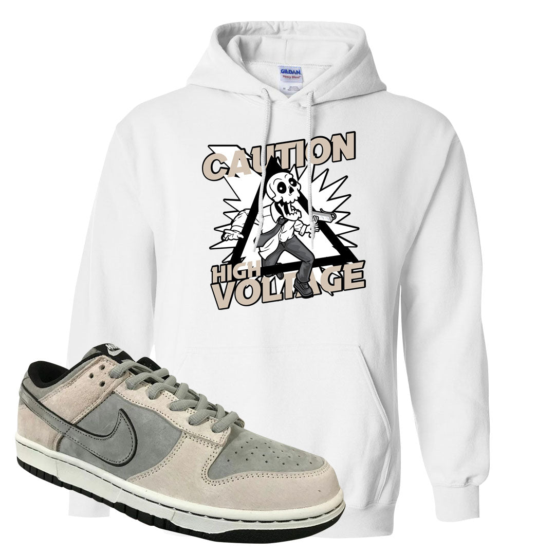 Rocky Earth Low Dunks Hoodie | Caution High Voltage, White