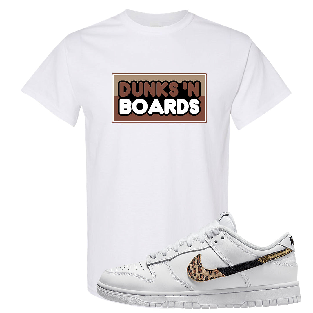 Primal White Leopard Low Dunks T Shirt | Dunks N Boards, White