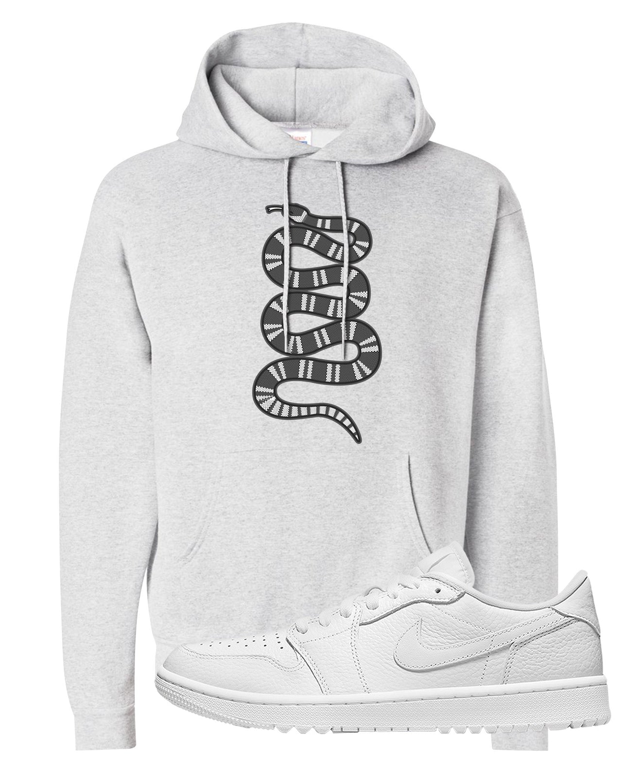 Triple White Golf Low 1s Hoodie | Coiled Snake, Ash