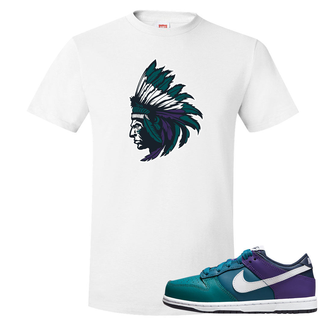 Teal Purple Low Dunks T Shirt | Indian Chief, White