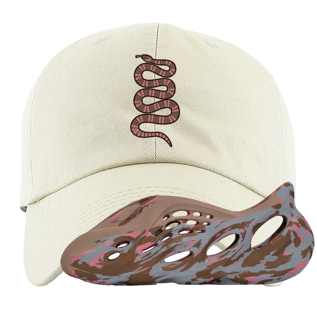 MX Sand Grey Foam Runners Dad Hat | Coiled Snake, White