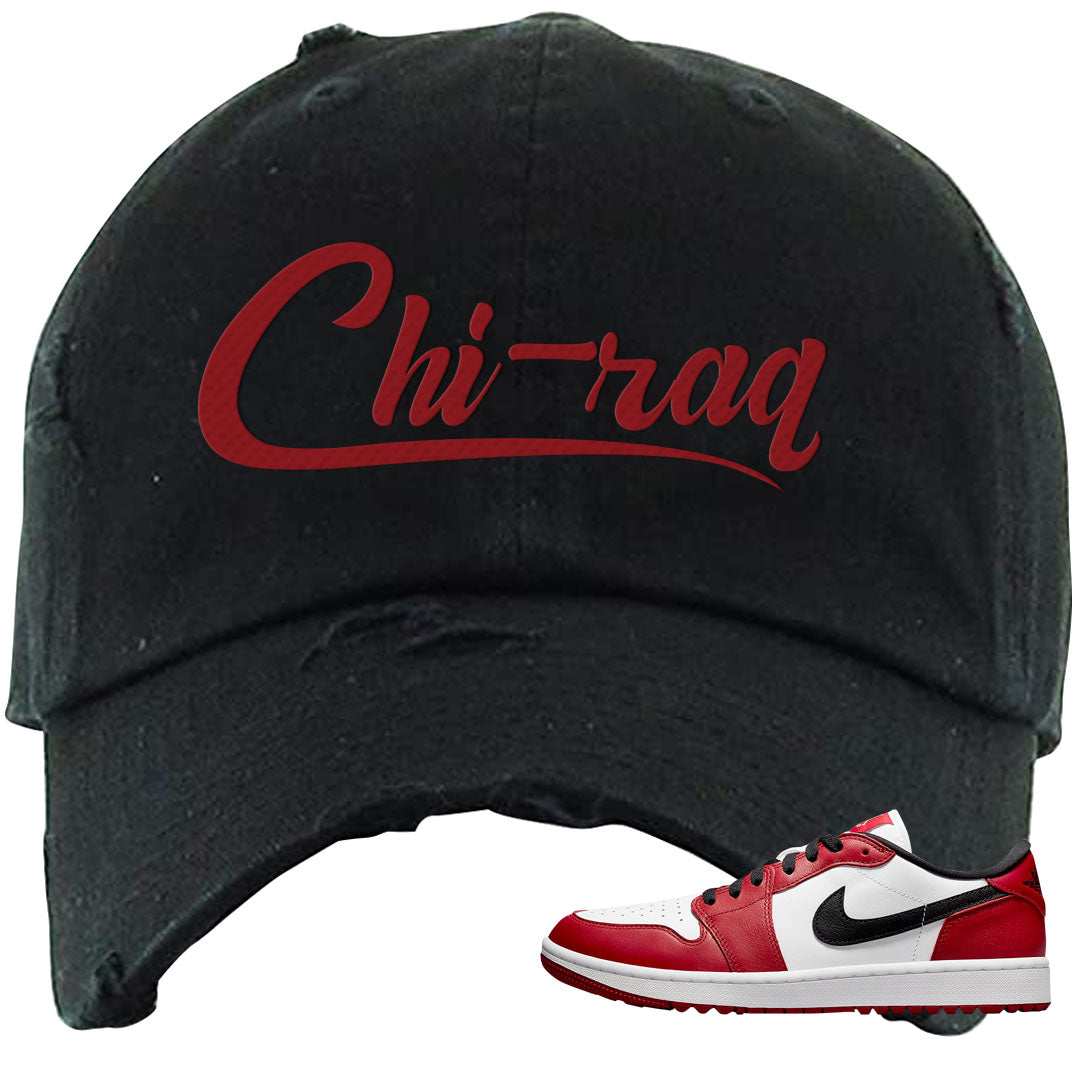 Chicago Golf Low 1s Distressed Dad Hat | Chiraq, Black