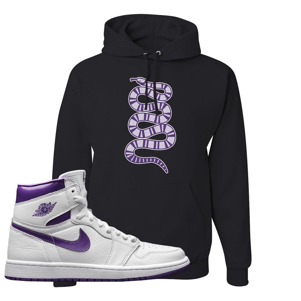 Air Jordan 1 Metallic Purple Hoodie | Coiled Snake, Black