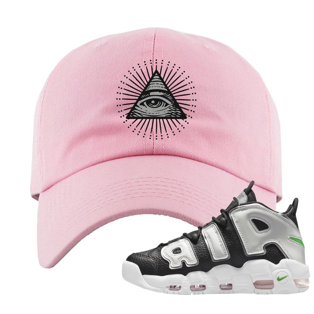 Black Silver Uptempos Dad Hat | All Seeing Eye, Light Pink