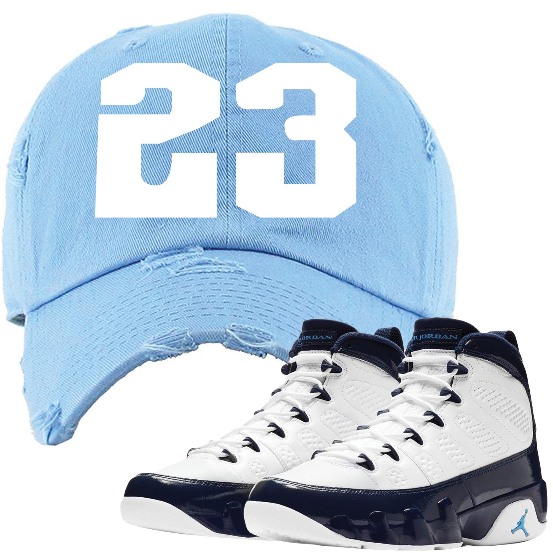 Match your pair of Jordan 9 UNC Blue Pearl All Star sneakers with this Jordan 9 UNC sneaker matching dad hat