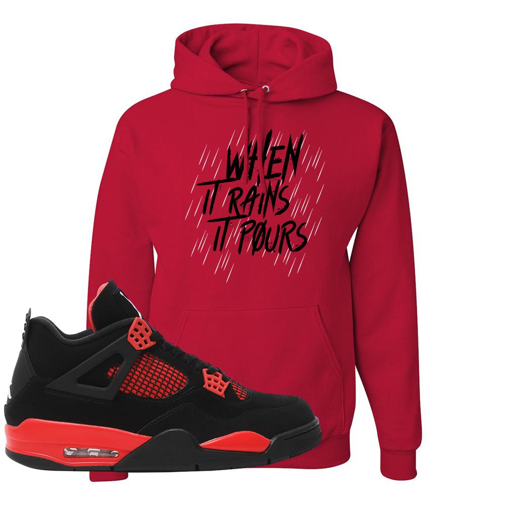 Red Thunder 4s Hoodie | When It Rains, It Pours, Red