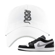 Air Jordan 1 Low Black Medium Grey Dad Hat | Coiled Snake, White