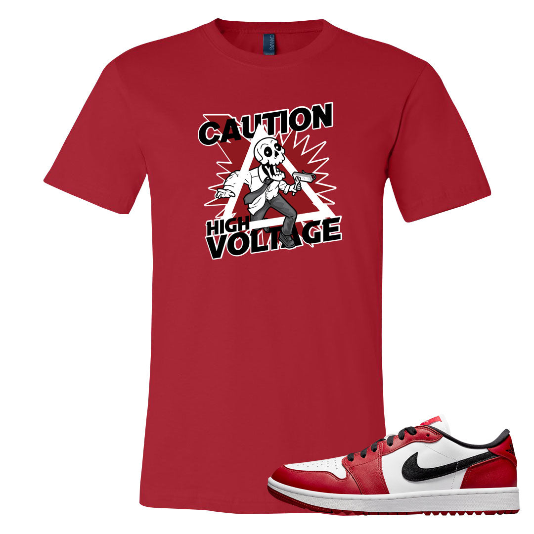 Chicago Golf Low 1s T Shirt | Caution High Voltage, Red