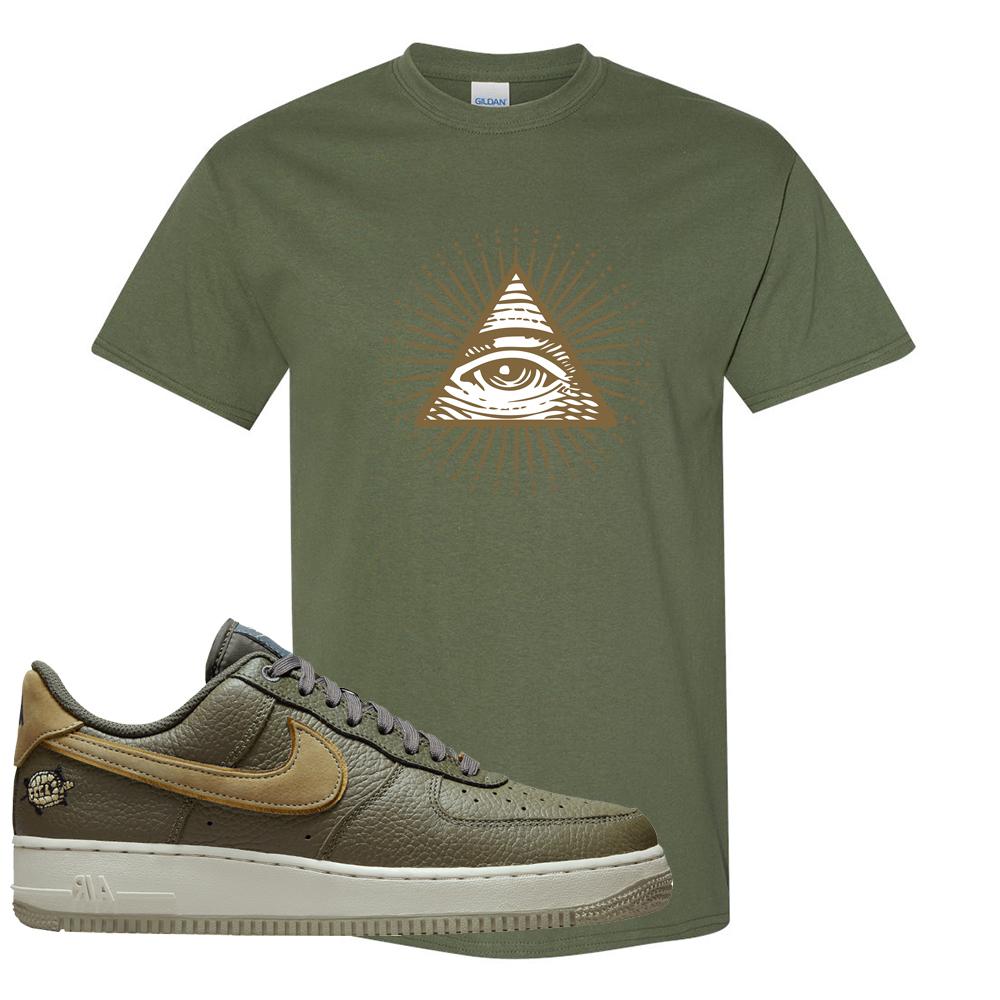 Tortoise Low AF1s T Shirt | All Seeing Eye, Military Green