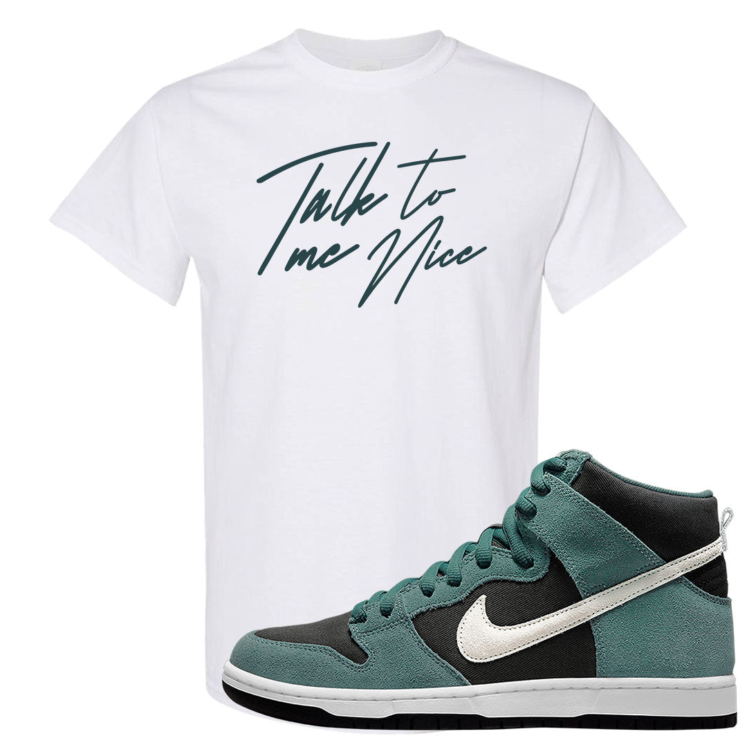 Green Suede High Dunks T Shirt | Talk To Me Nice, White