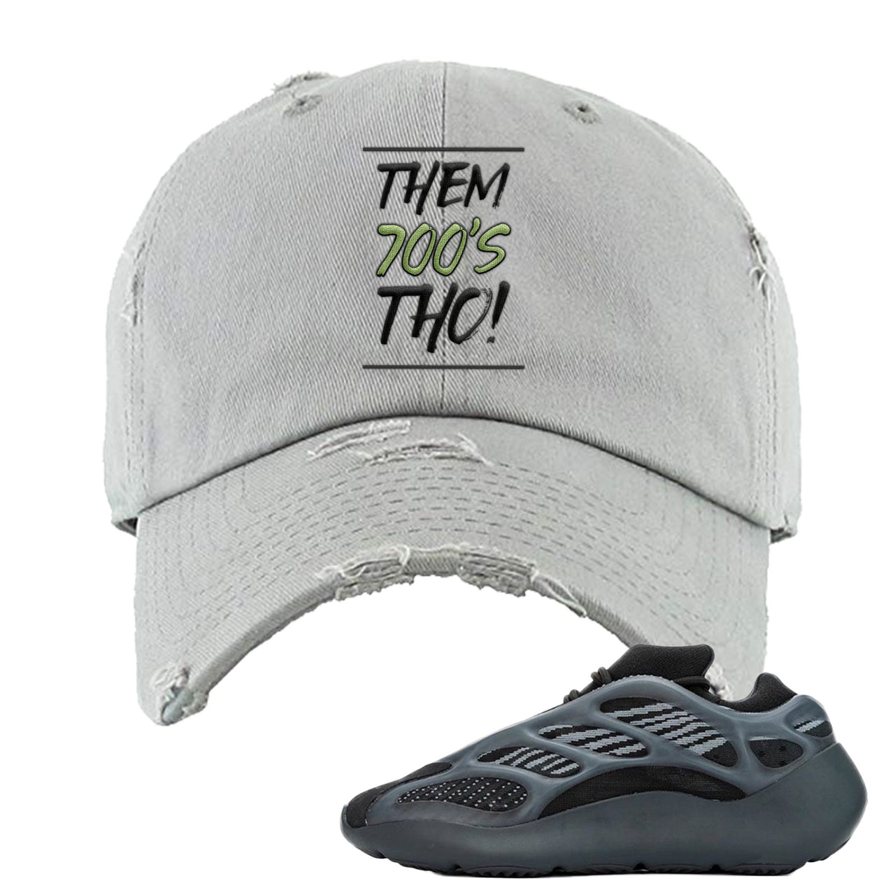 Alvah v3 700s Distressed Dad Hat | Them 700's Tho!, Light Gray