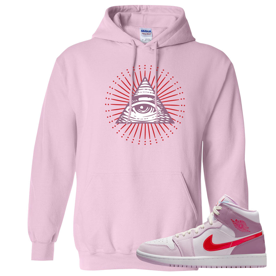 Valentine's Day Mid 1s Hoodie | All Seeing Eye, Light Pink