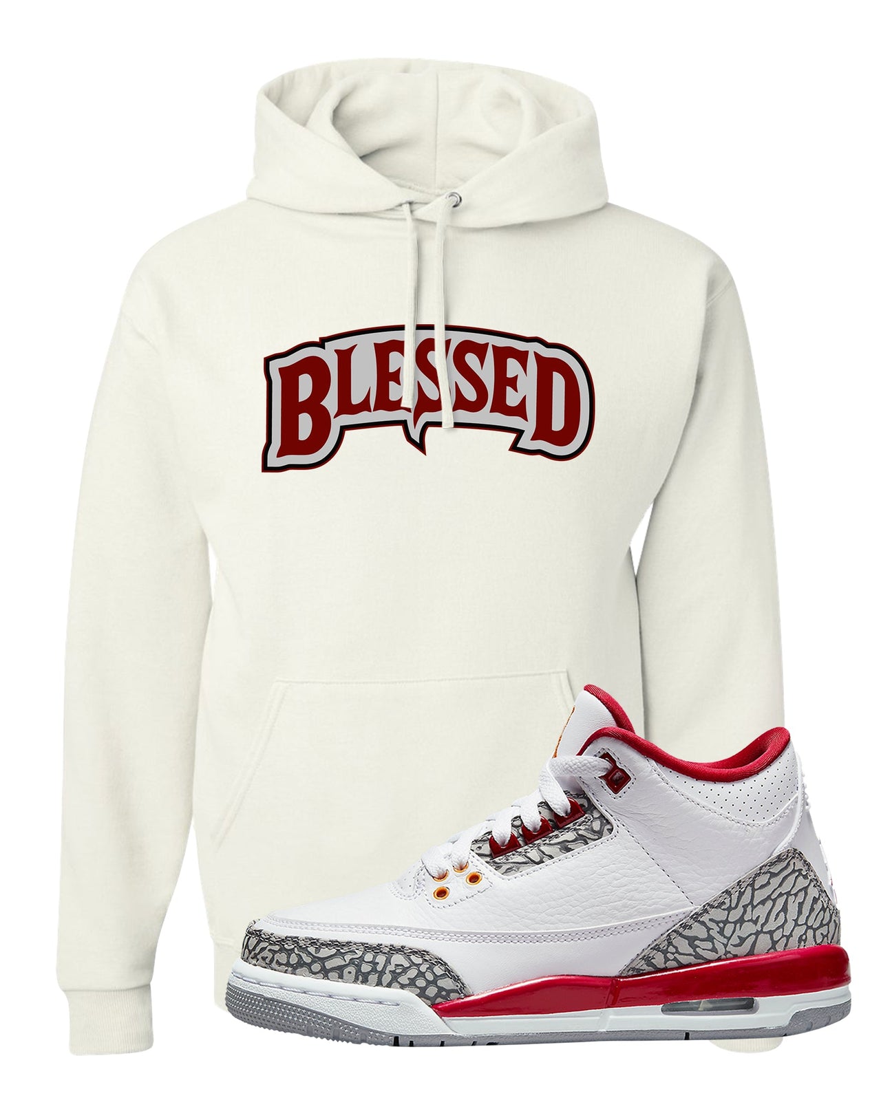 Cardinal Red 3s Hoodie | Blessed Arch, White