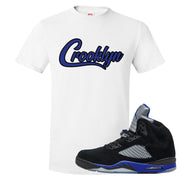 Racer Blue 5s T Shirt | Crooklyn, White