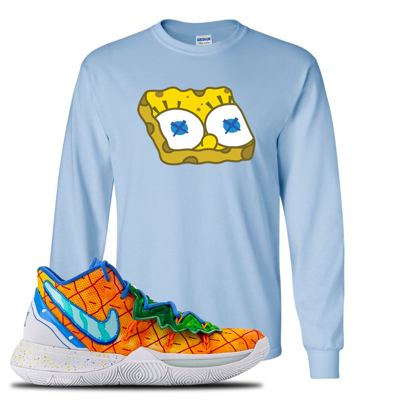 Kyrie 5 Pineapple House Sponge Head Light Blue Sneaker Hook Up Longsleeve T-Shirt