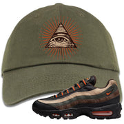 Dark Army Orange Blaze 95s Dad Hat | All Seeing Eye, Olive