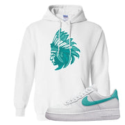 Washed Teal Low 1s Hoodie | Indian Chief, White