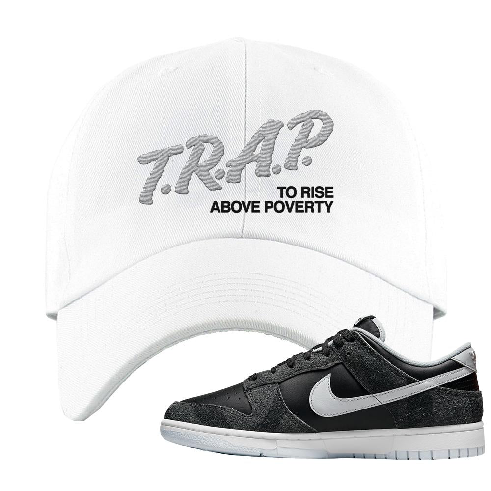 Zebra Low Dunks Dad Hat | Trap To Rise Above Poverty, White