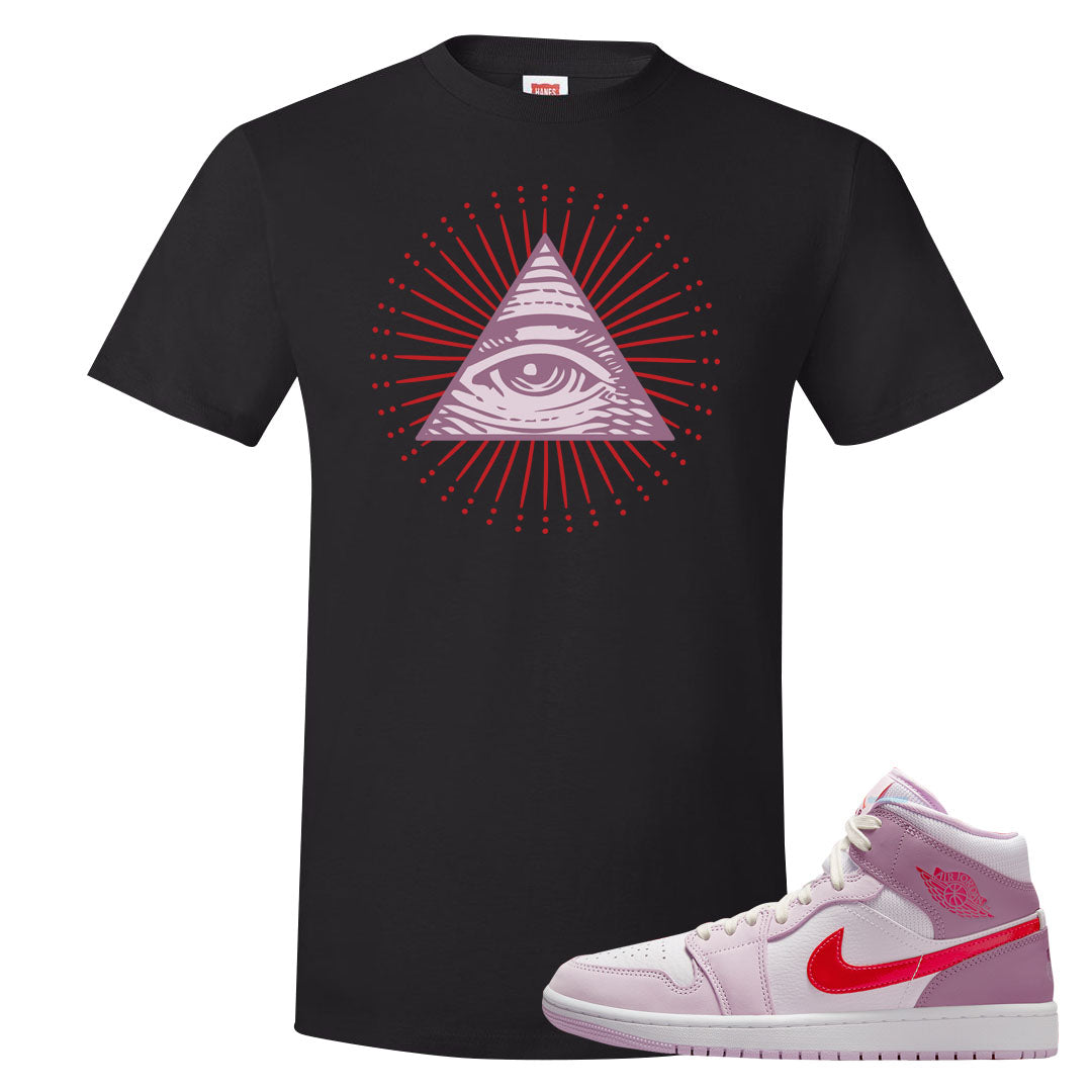 Valentine's Day Mid 1s T Shirt | All Seeing Eye, Black