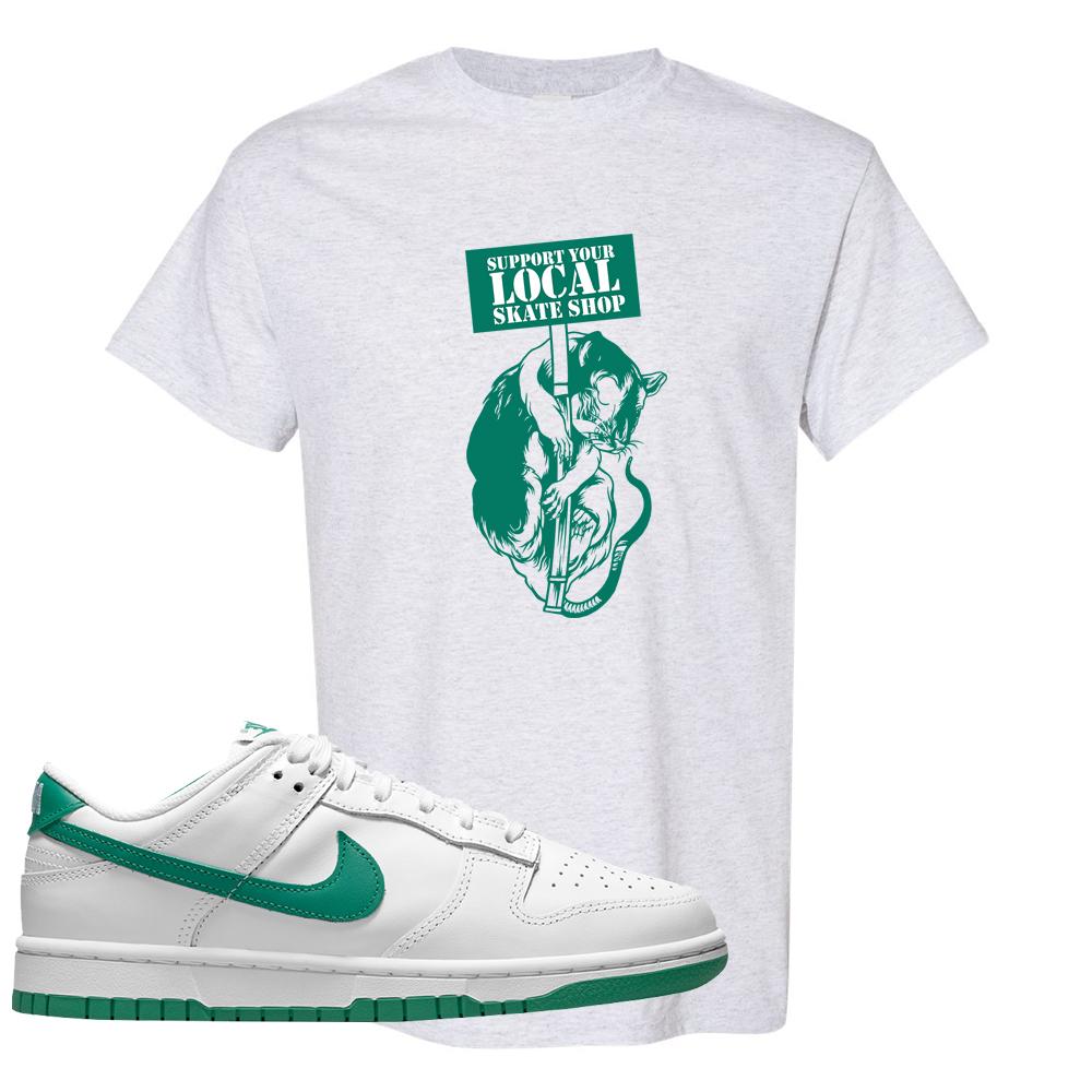 White Green Low Dunks T Shirt | Support Your Local Skate Shop, Ash