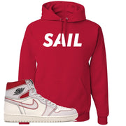Red and white hoodie to match the white and red High Retro Jordan 1 shoe