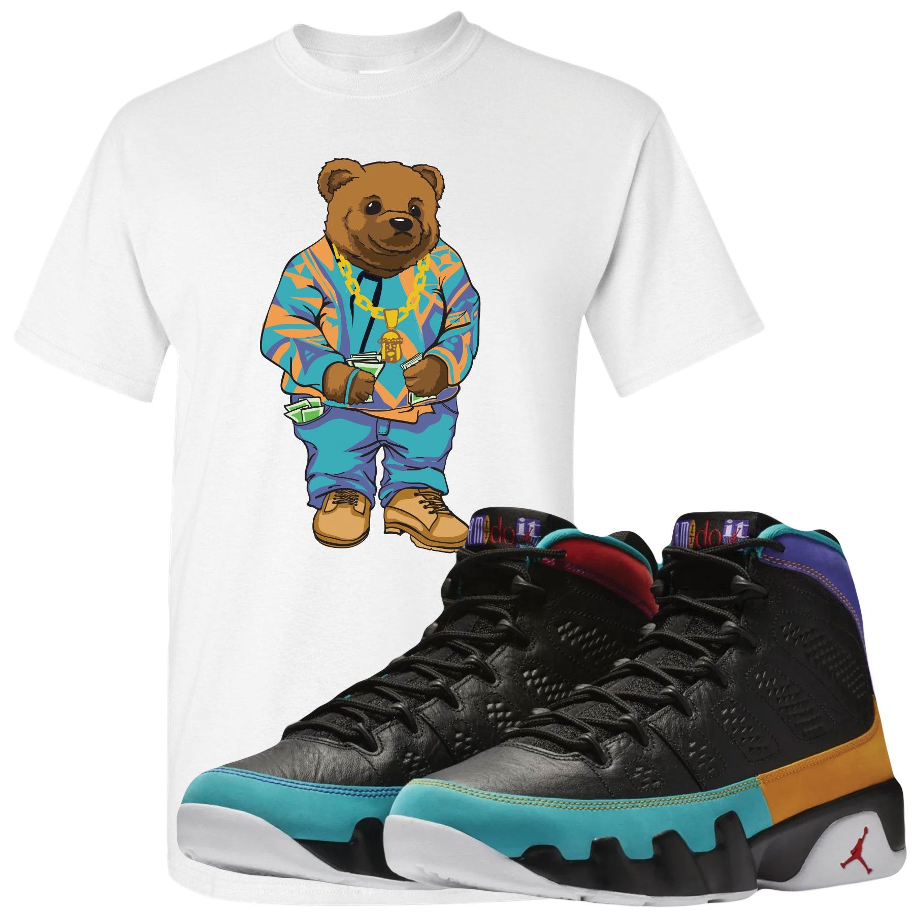 Shop sneaker matching clothing to match your pair of Jordan 9 Dream It Do It Sneakers. This Jordan 9 Dream It Do It sneaker matching item will perfectly match the Dream It Do It 9s.