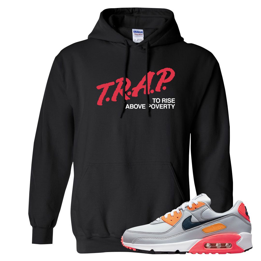 Sunset 90s Hoodie | Trap To Rise Above Poverty, Black