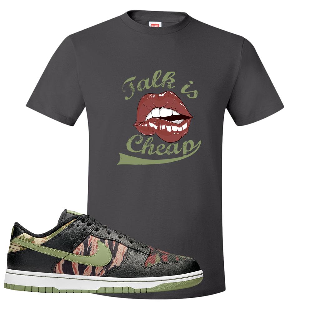 Multi Camo Low Dunks T Shirt | Talk Lips, Smoke Grey