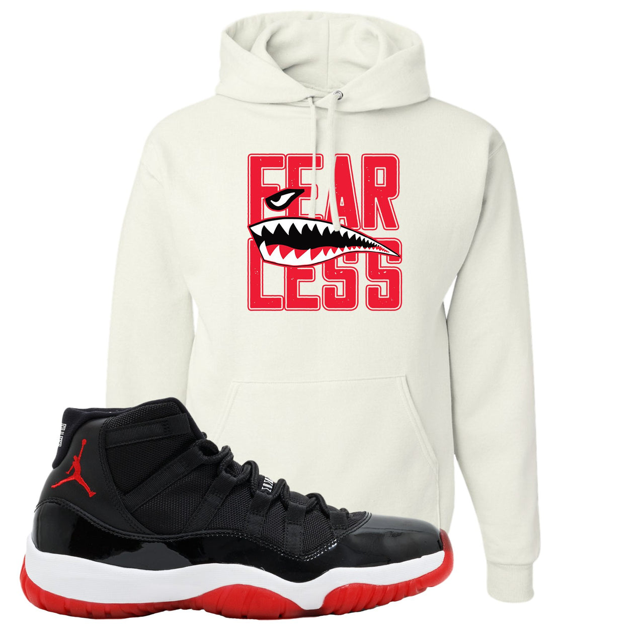 Jordan 11 Bred Fearless White Sneaker Hook Up Pullover Hoodie
