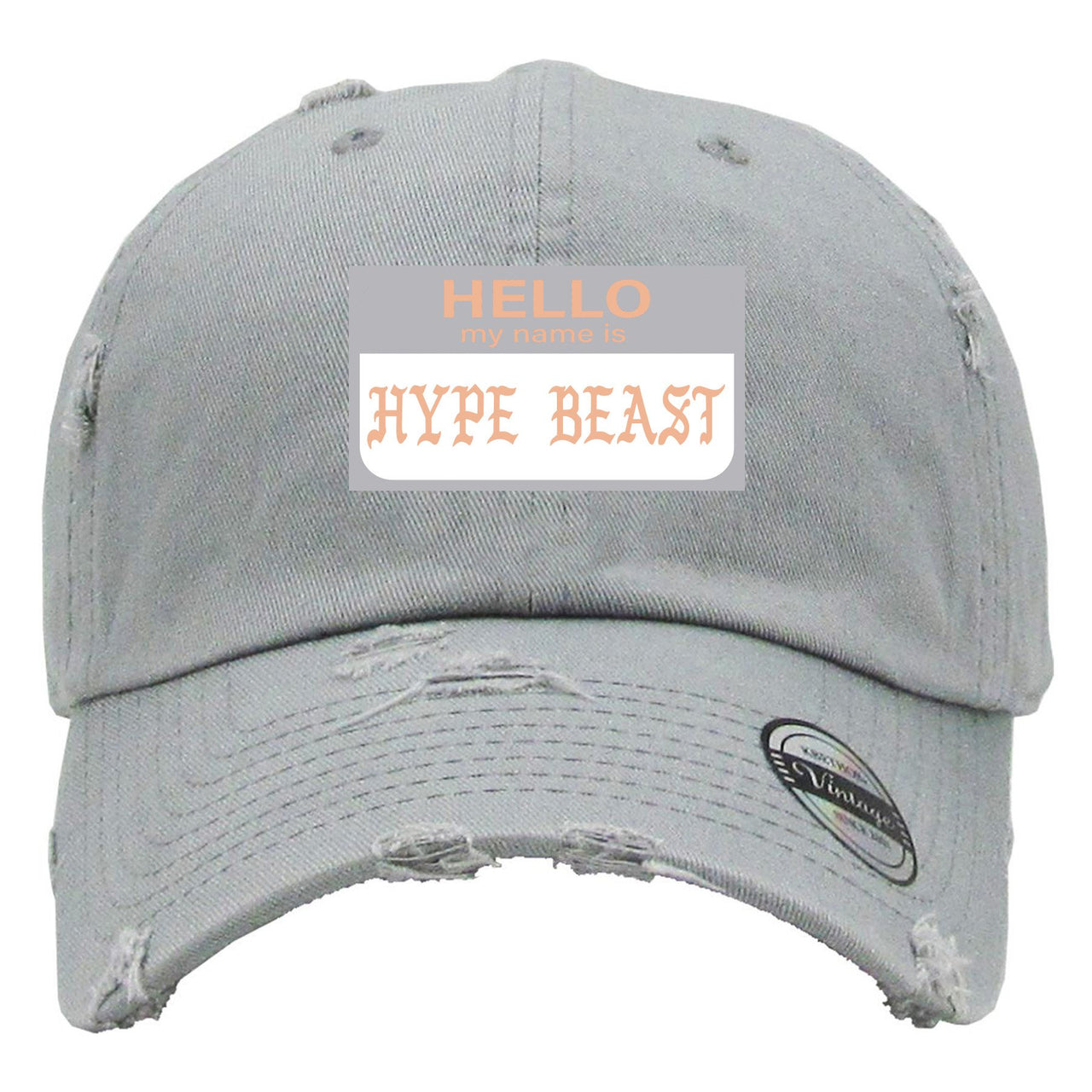 True Form v2 350s Distressed Dad Hat | Hello My Name Is Hype Beast Pablo, Light Gray