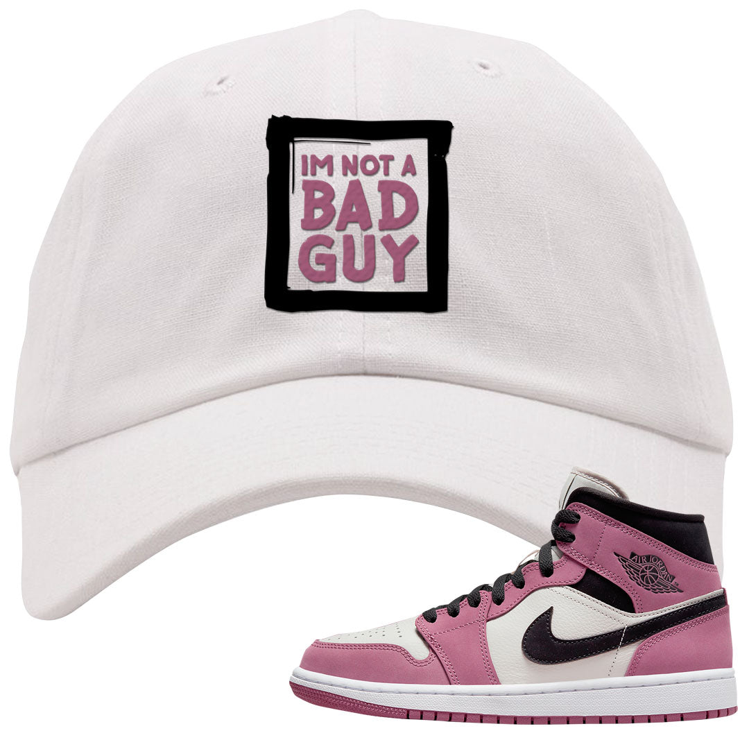 Berry Black White Mid 1s Dad Hat | I'm Not A Bad Guy, White