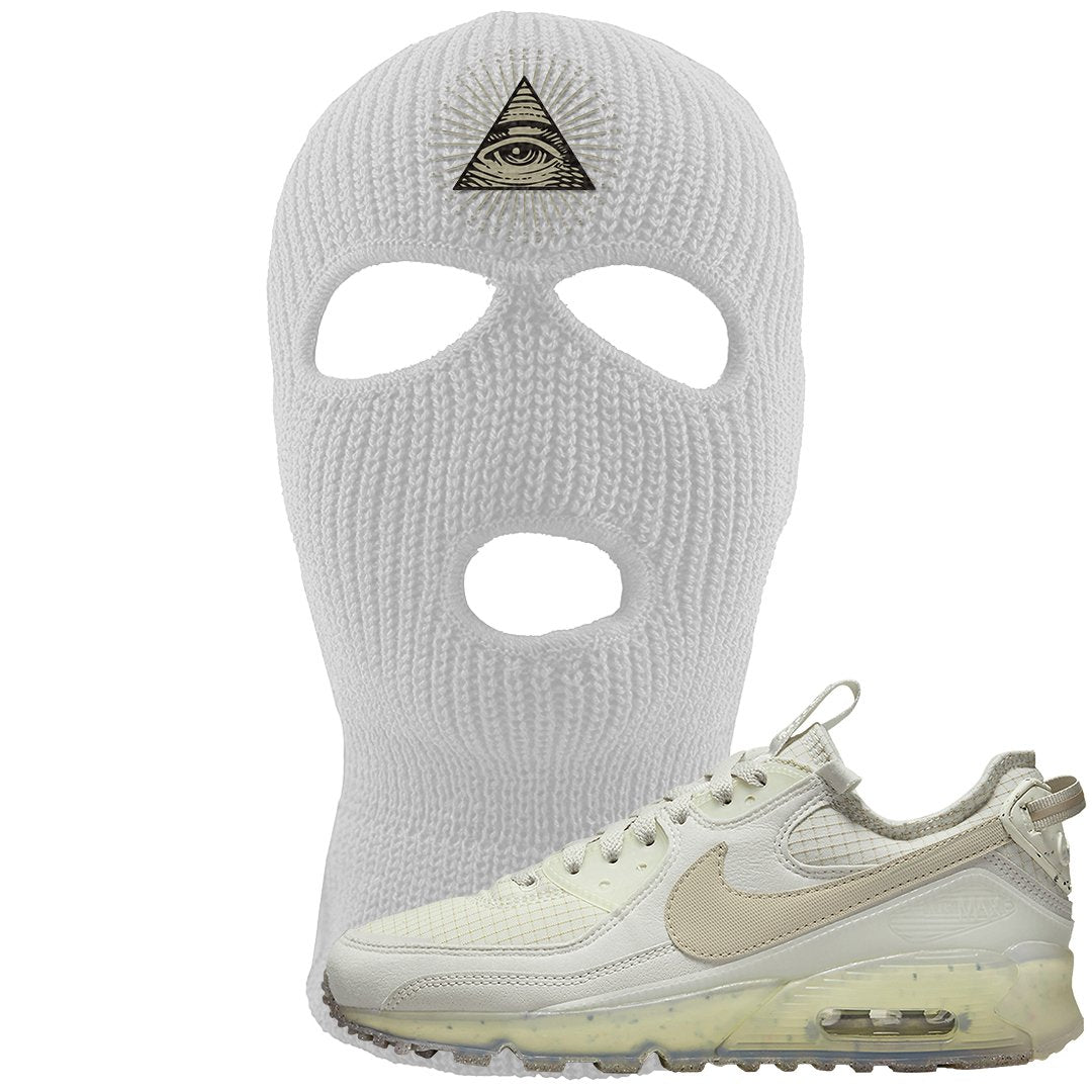 Terrascape Light Bone 90s Ski Mask | All Seeing Eye, White