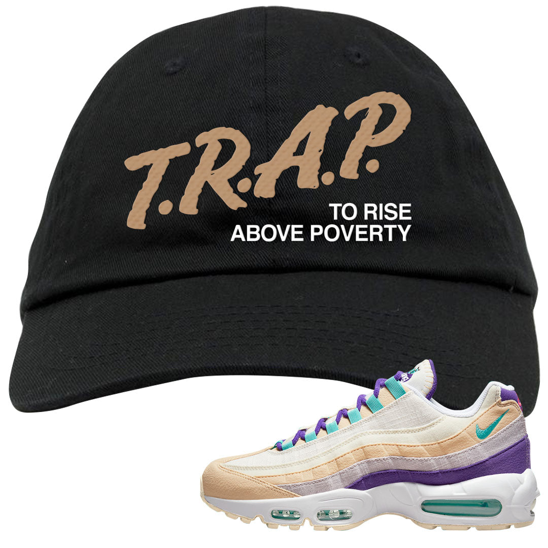 Sprung Natural Purple 95s Dad Hat | Trap To Rise Above Poverty, Black