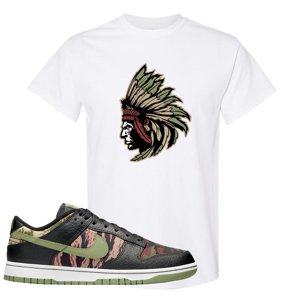 Multi Camo Low Dunks T Shirt | Indian Chief, White