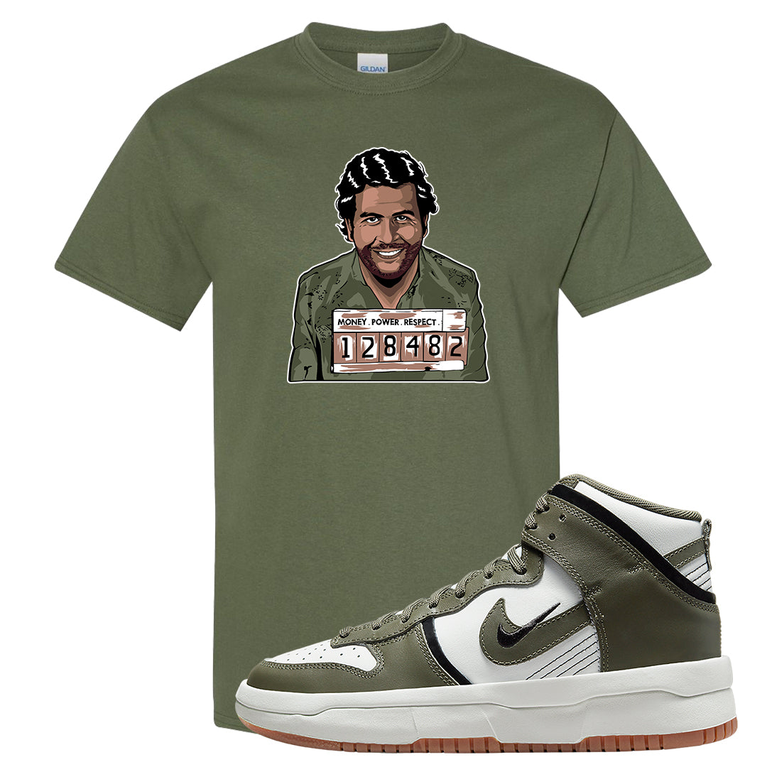 Cargo Khaki Rebel High Dunks T Shirt | Escobar Illustration, Military Green