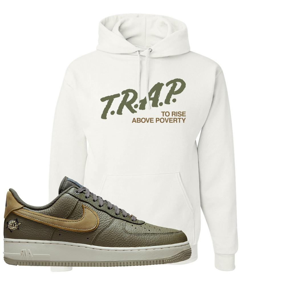 Tortoise Low AF1s Hoodie | Trap To Rise Above Poverty, White