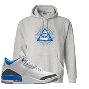 Racer Blue 3s Hoodie | All Seeing Eye, Ash