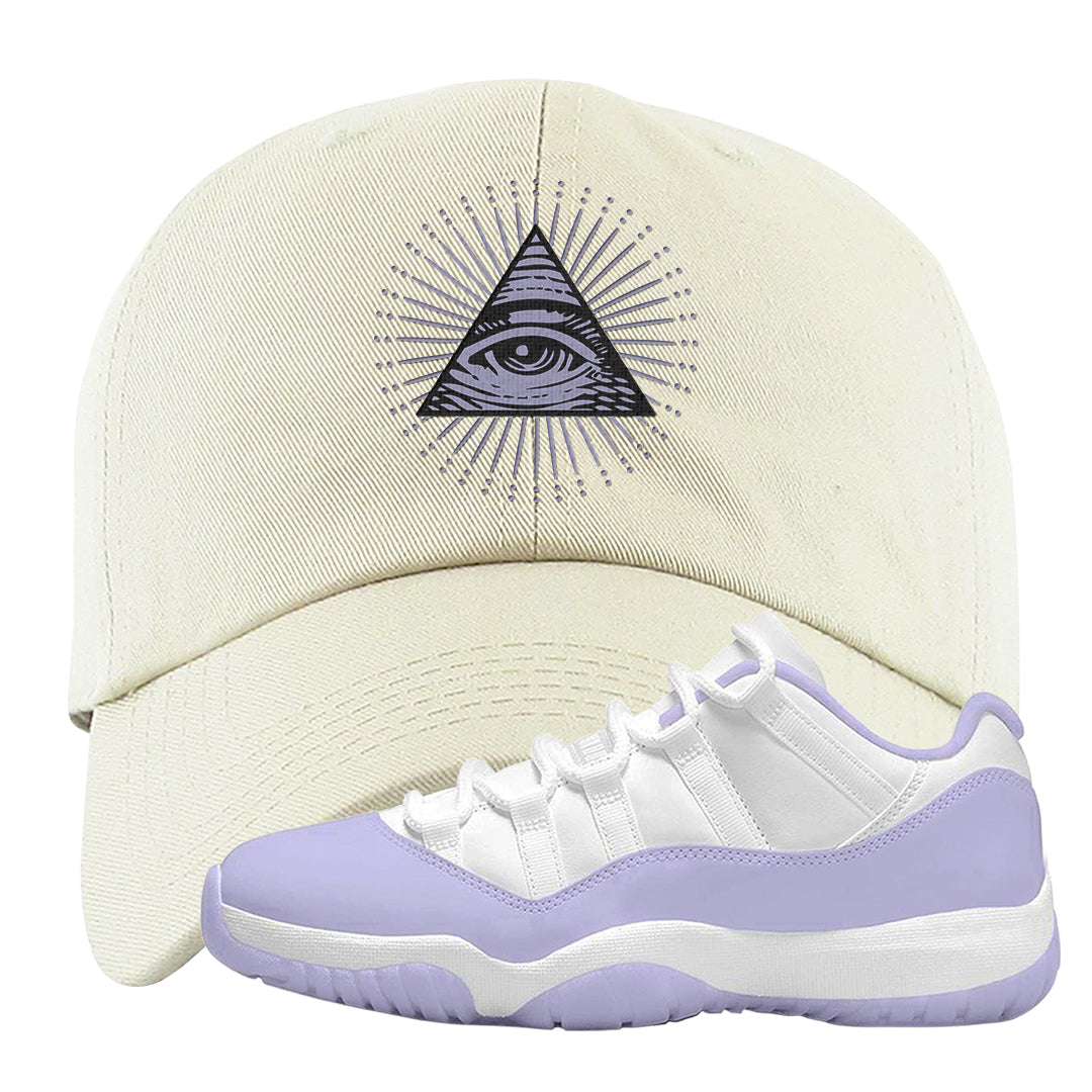 Pure Violet Low 11s Dad Hat | All Seeing Eye, White