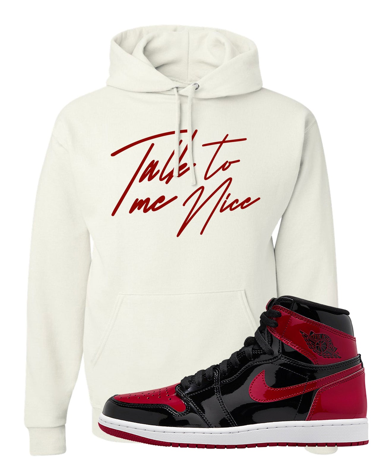 Patent Bred 1s Hoodie | Talk To Me Nice, White