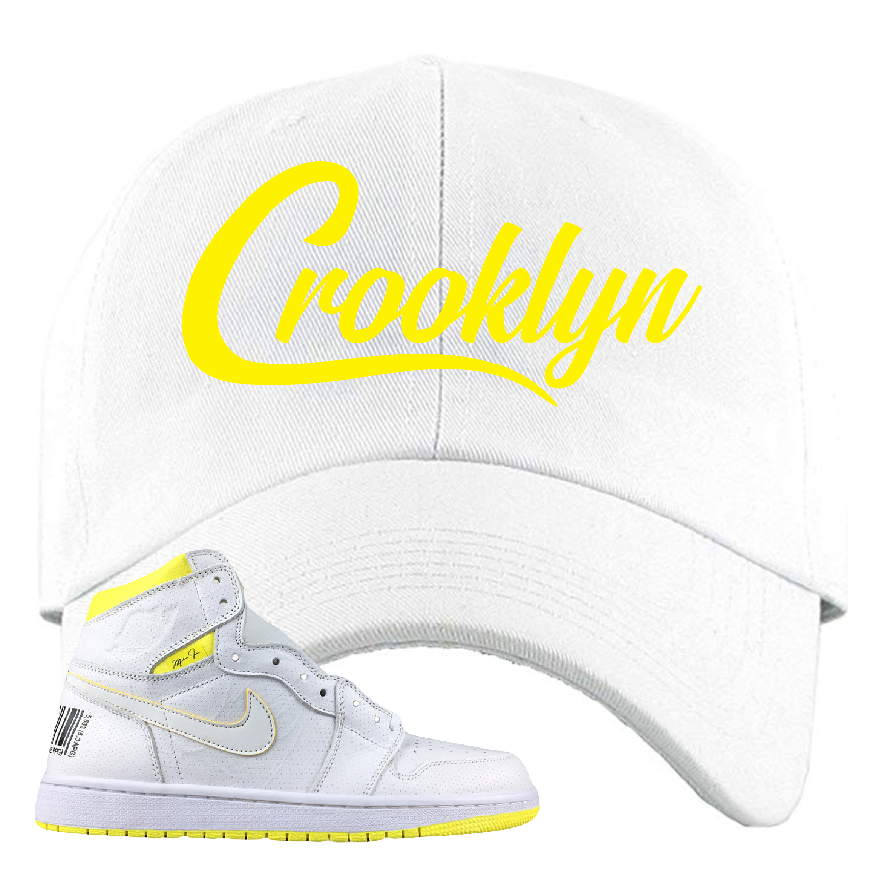 Jordan 1 First Class Flight Crooklyn White Sneaker Matching Dad Hat