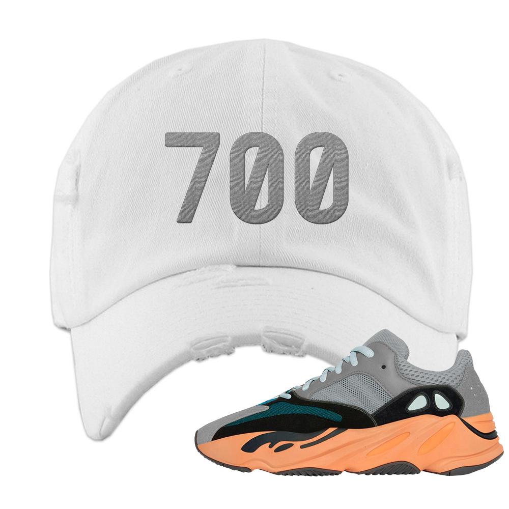 Wash Orange 700s Distressed Dad Hat | 700, White