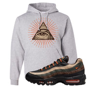 Dark Army Orange Blaze 95s Hoodie | All Seeing Eye, Ash