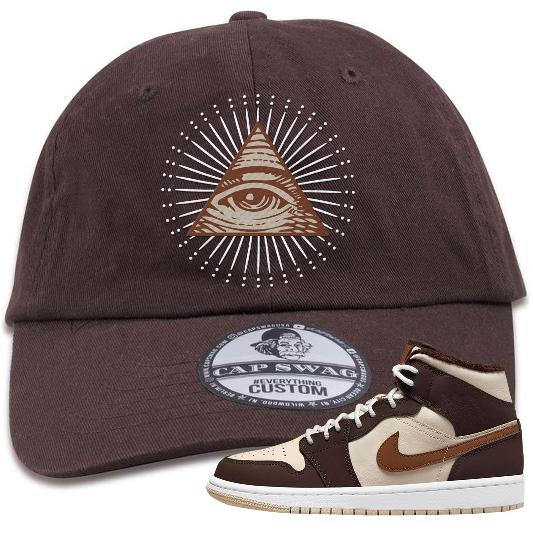 Brown Fleece Mid 1s Dad Hat | All Seeing Eye, Brown