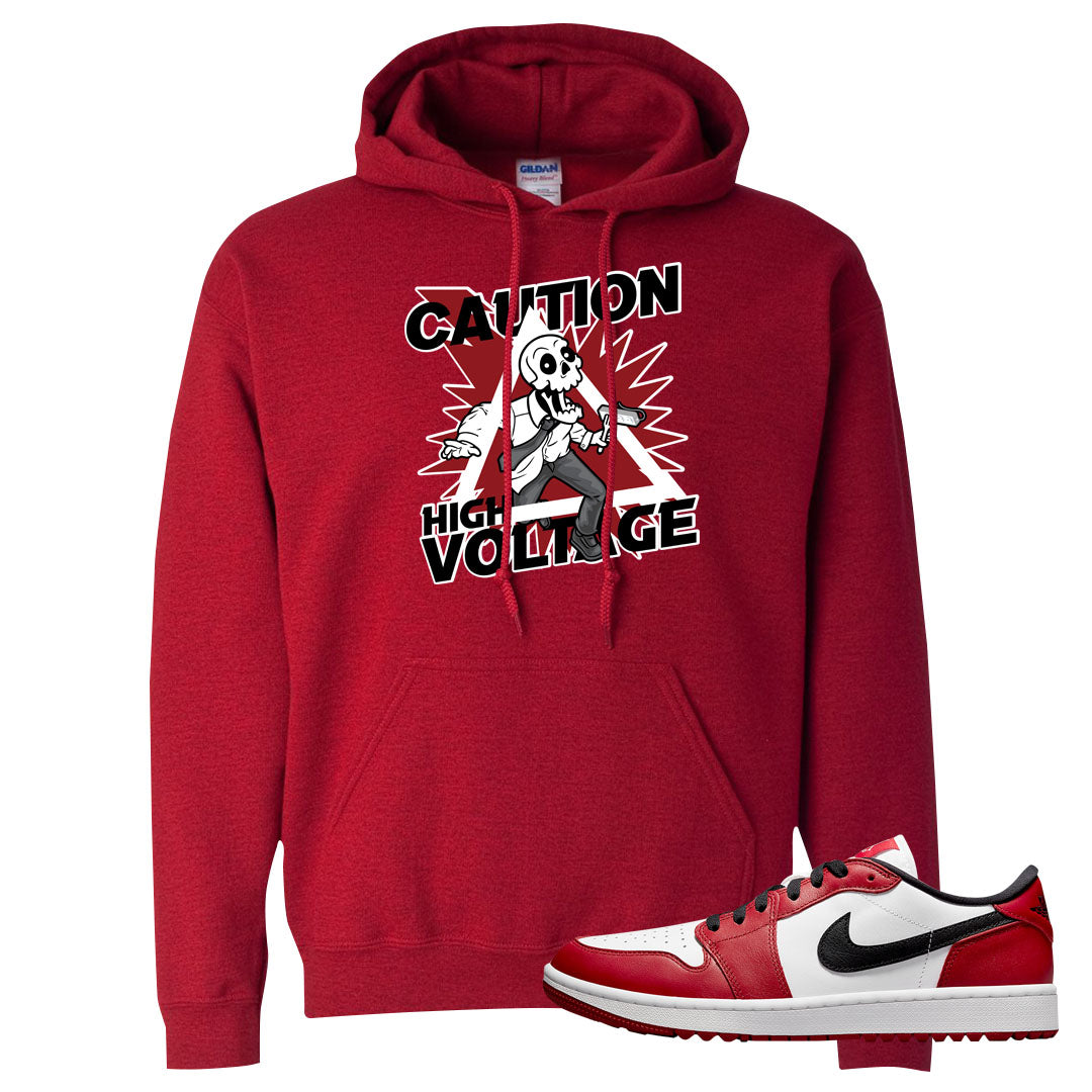 Chicago Golf Low 1s Hoodie | Caution High Voltage, Red