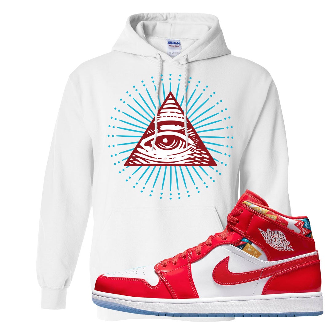 Barcelona Sweater Mid 1s Hoodie | All Seeing Eye, White