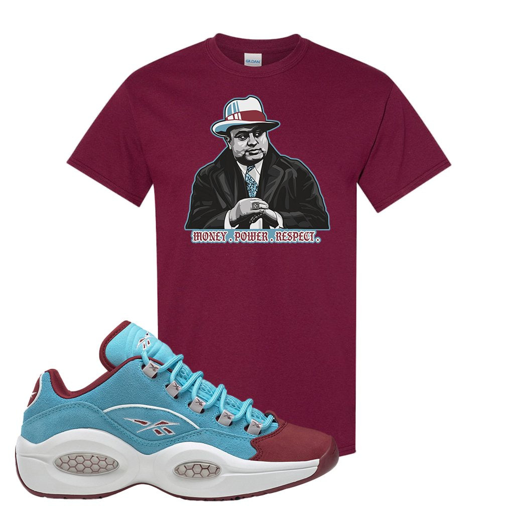 Maroon Light Blue Question Lows T Shirt | Capone Illustration, Maroon