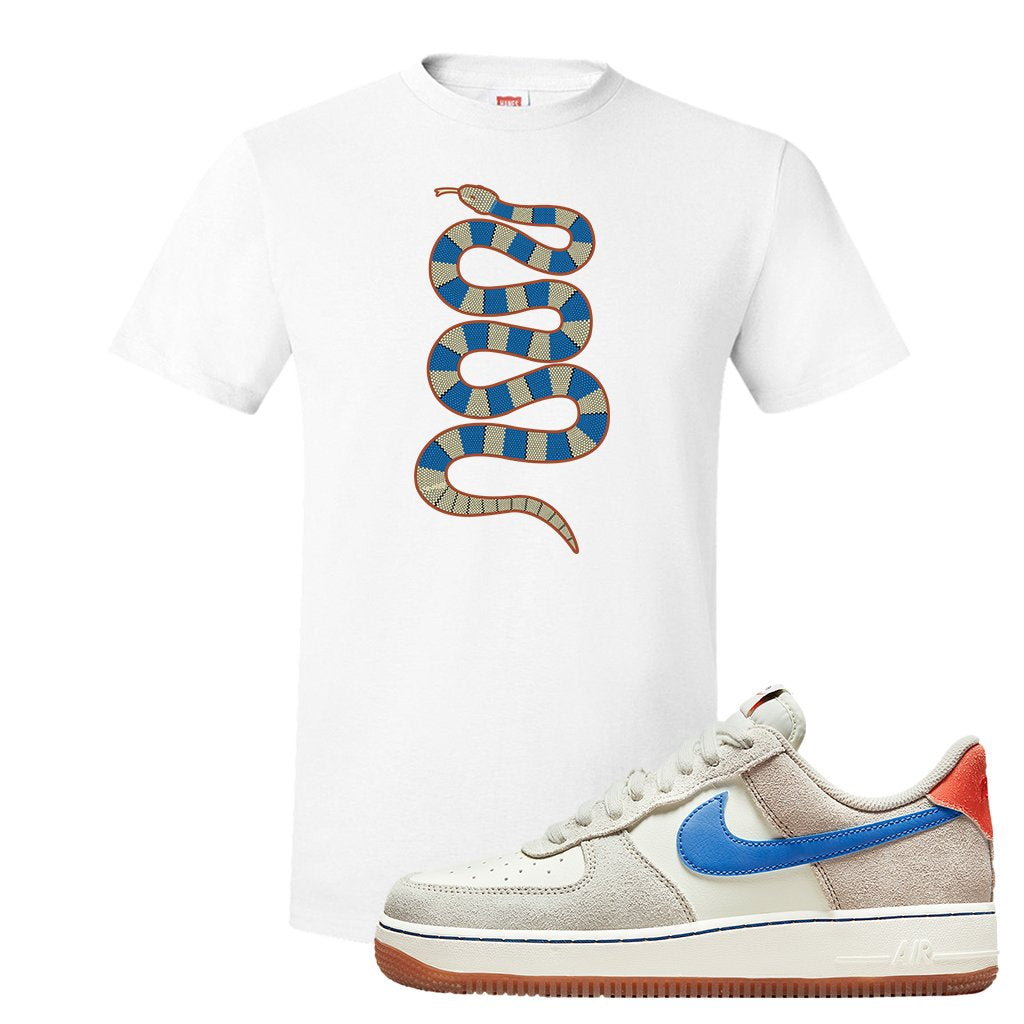 First Use Low 1s Suede T Shirt | Coiled Snake, White