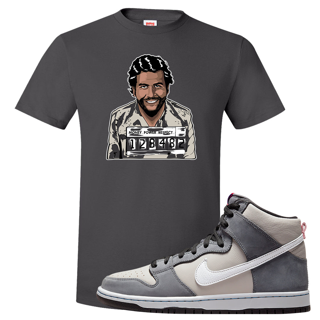 Medium Grey High Dunks T Shirt | Escobar Illustration, Smoke Grey